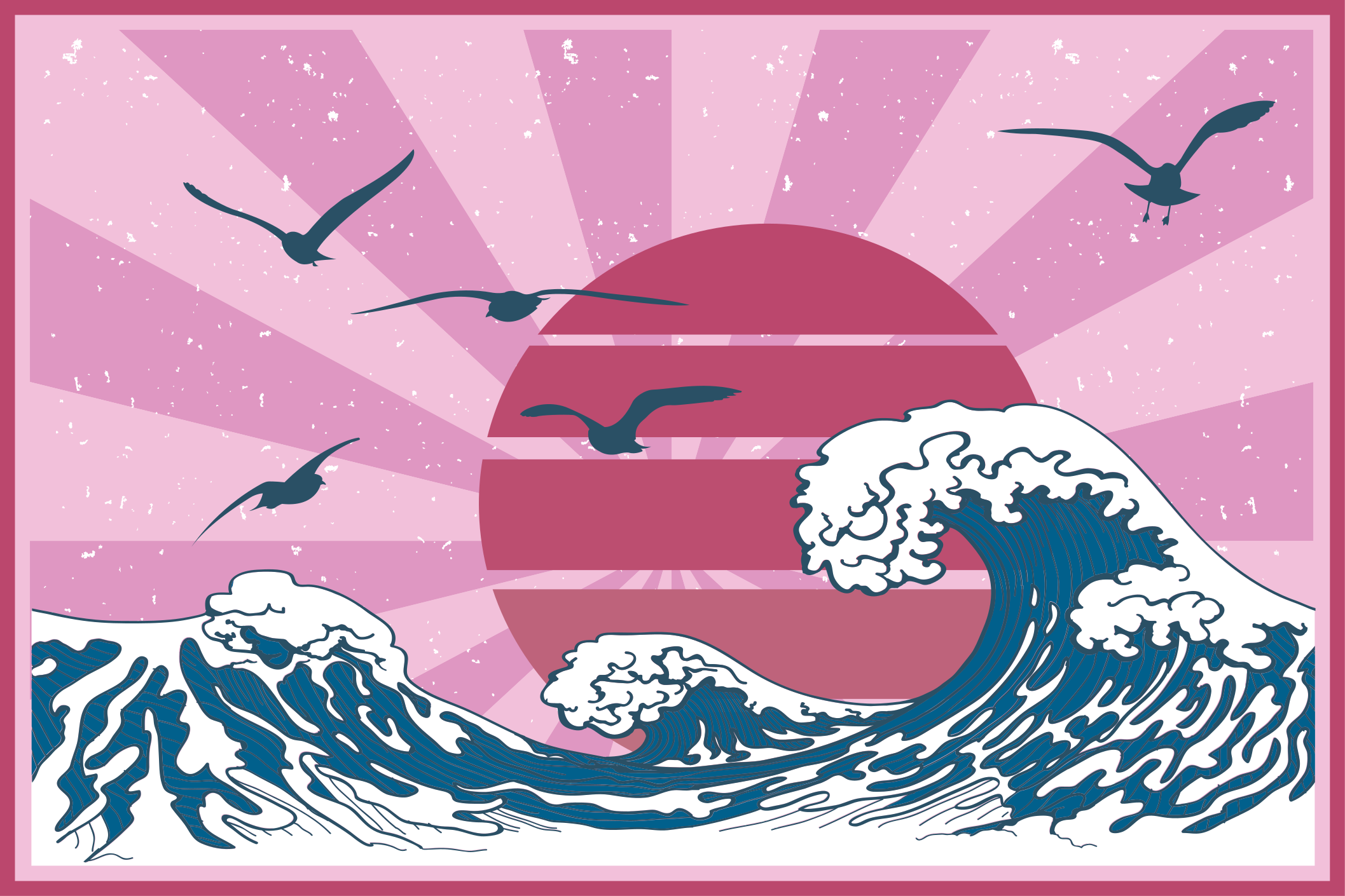 Waves and sun moderni prt za mizo - TenStickers
