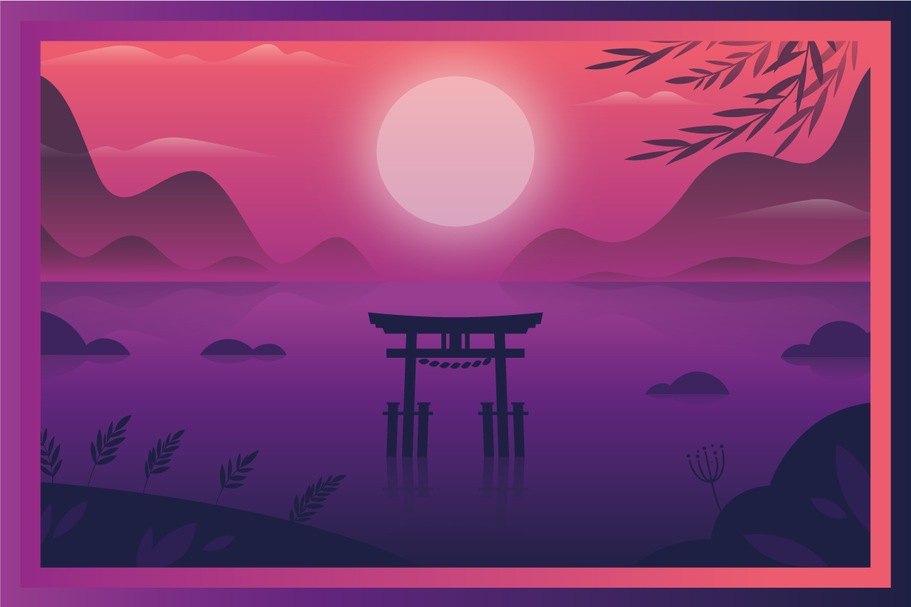 Serene sunset landscape moderno preprogo - TenStickers