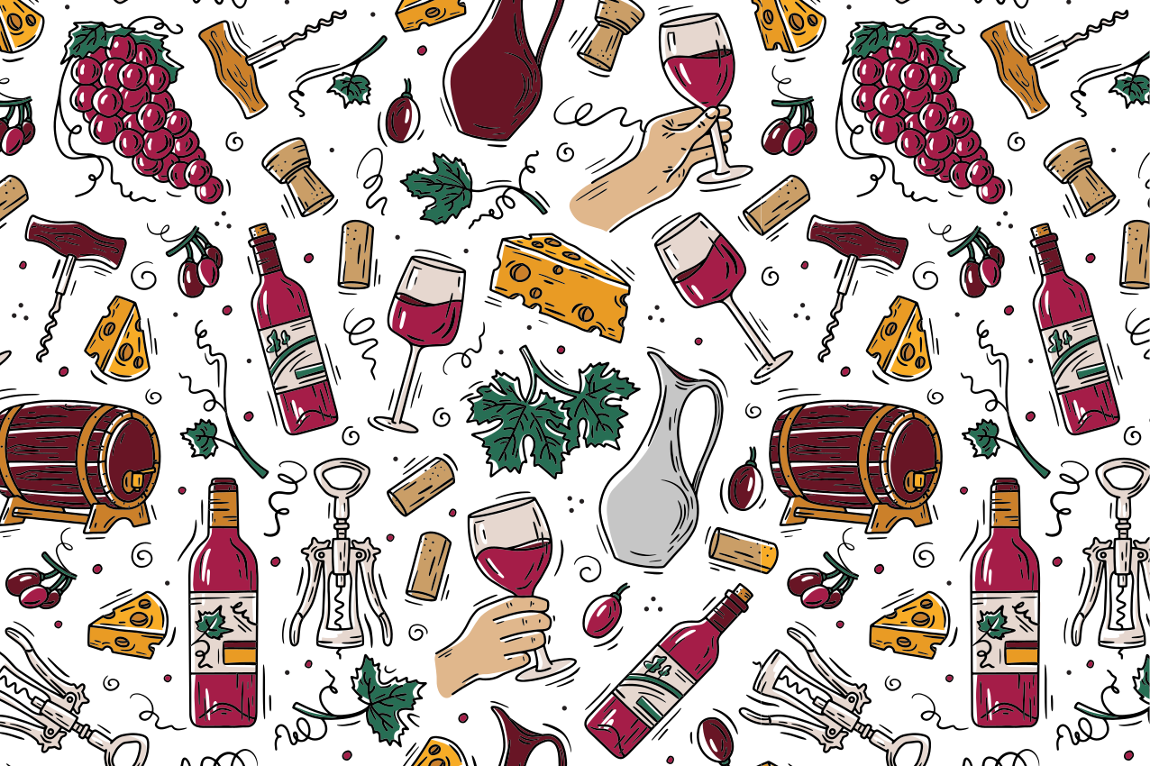 Wine and cheese theme izvirna jedilna podloga - TenStickers