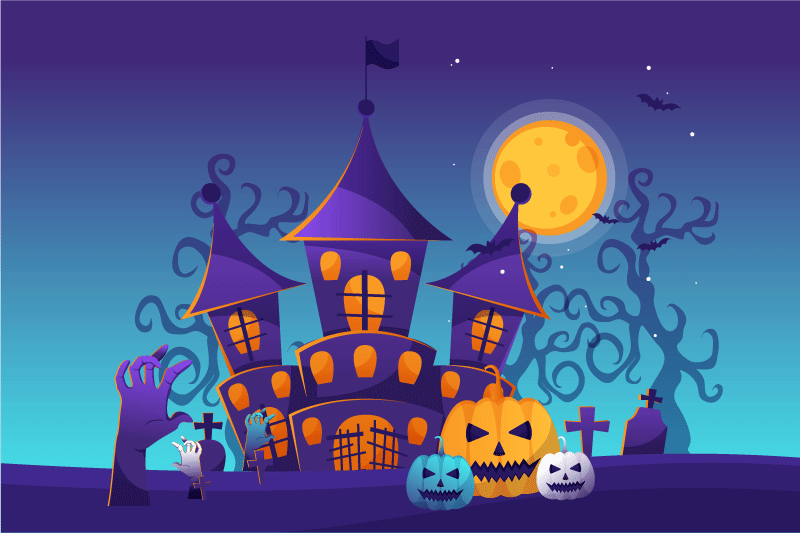 Pogrinek v spooky castle sceni - TenStickers