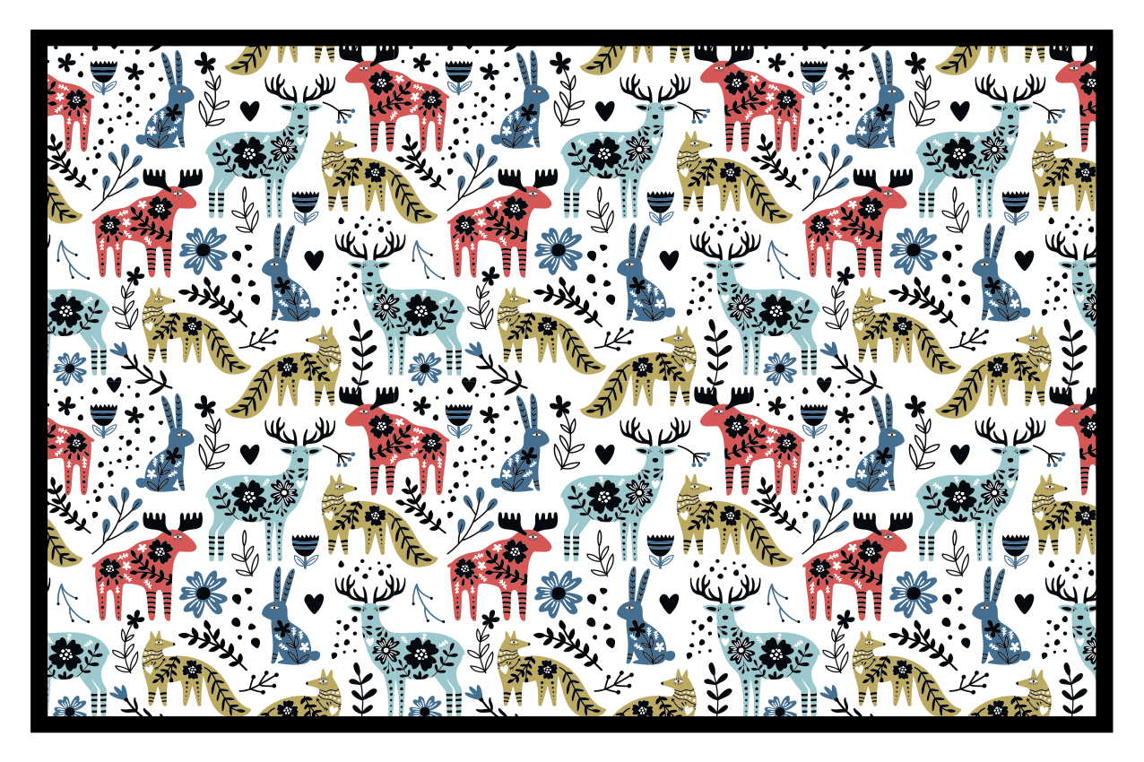 Whimsical animal pattern otroški pogrinjek za mizo - TenStickers