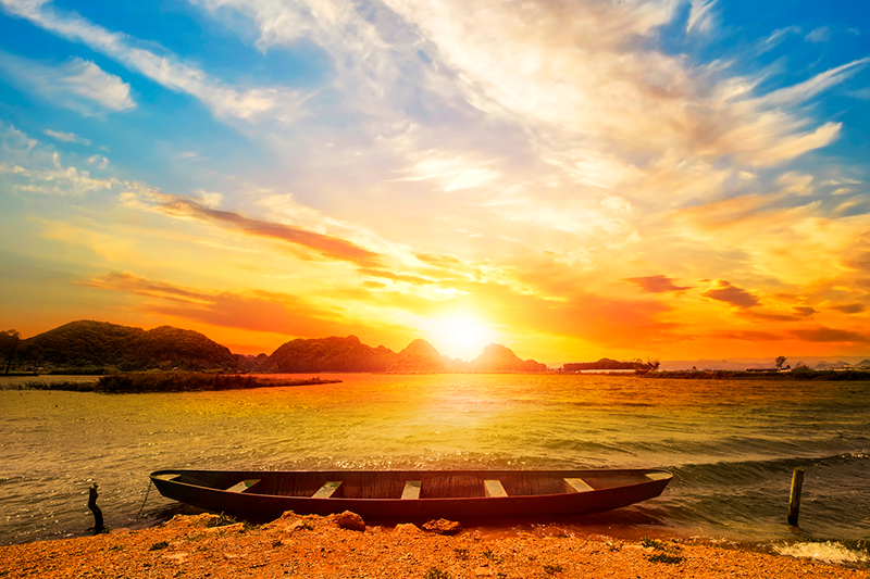 Sunset over river moderni prt za mizo - TenStickers