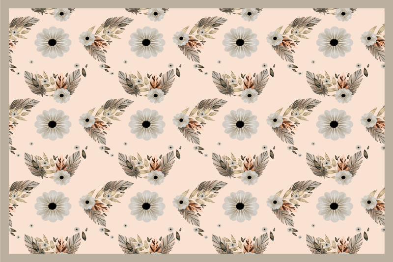 Roza in črne pastelne rože elegantne pogrinjke - TenStickers