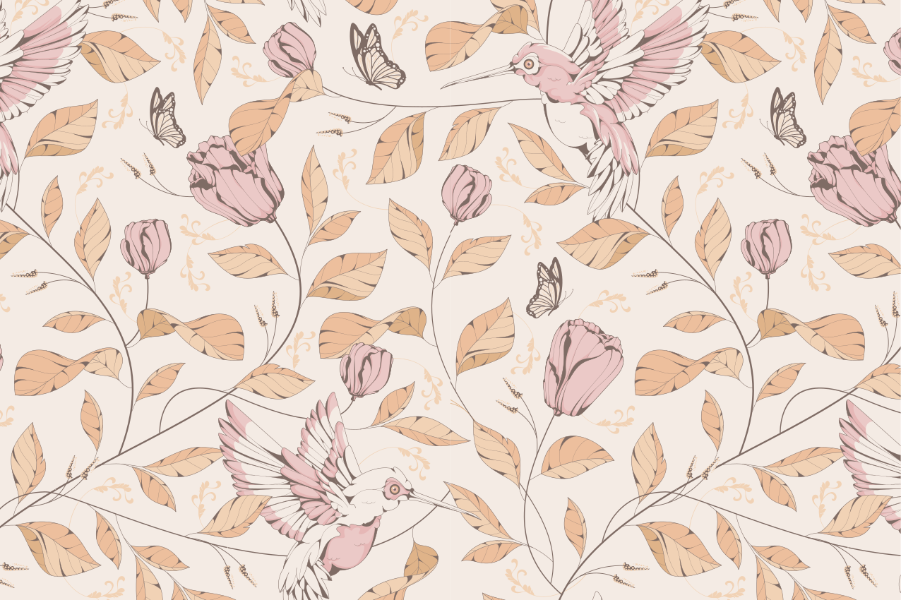 Hummingbird floral pattern izvirna jedilna podloga - TenStickers