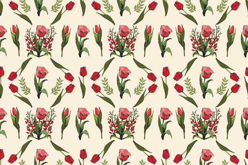 Red bowl floral izvirna jedilna podloga - TenStickers