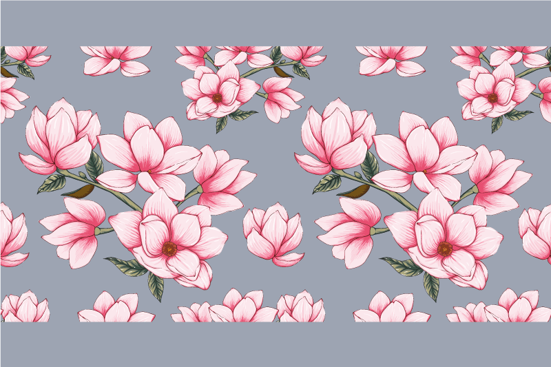 Pink magnolia floral pattern izvirna jedilna podloga - TenStickers