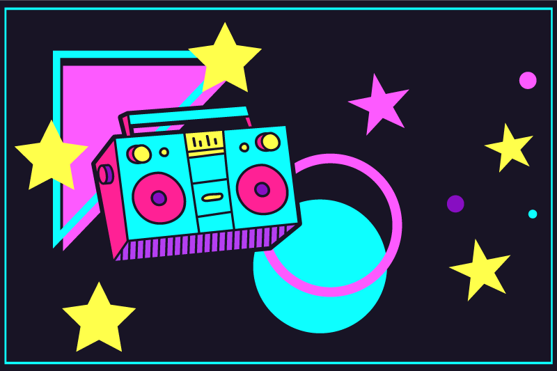 Colorful retro boom box izvirna jedilna podloga - TenStickers