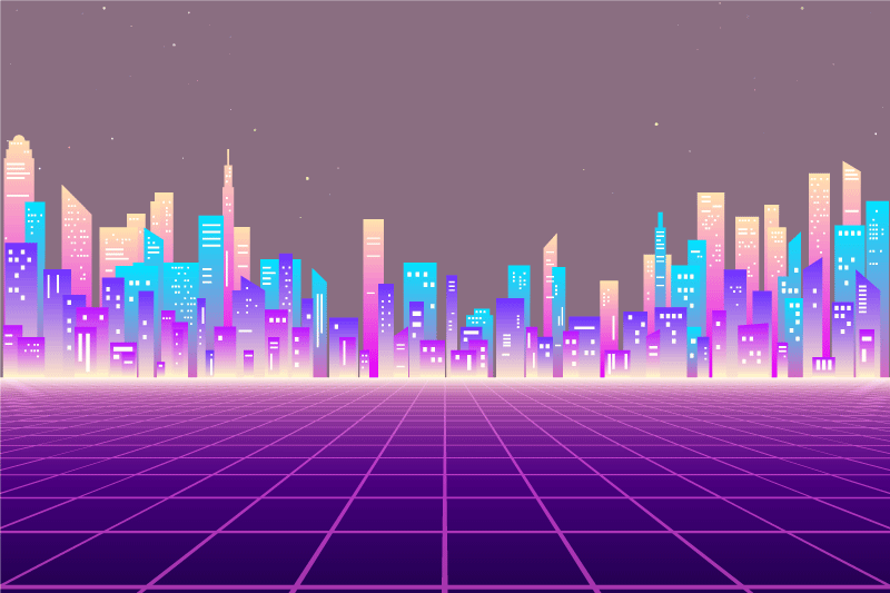 Futuristic cityscape scene z modernim preprogo - TenStickers