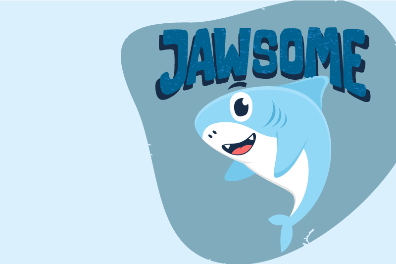 Cheerful shark graphic otroški pogrinjek za mizo - TenStickers