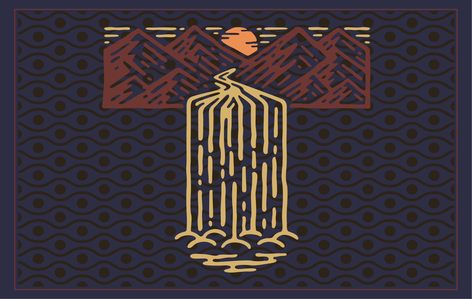 Mountain waterfall scene izvirna jedilna podloga - TenStickers