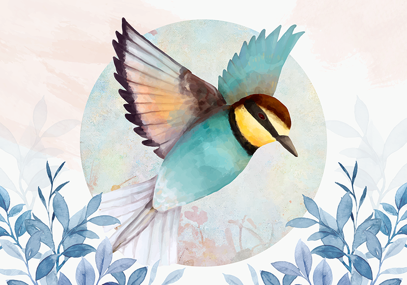Vibrant avian artwork izvirna jedilna podloga - TenStickers