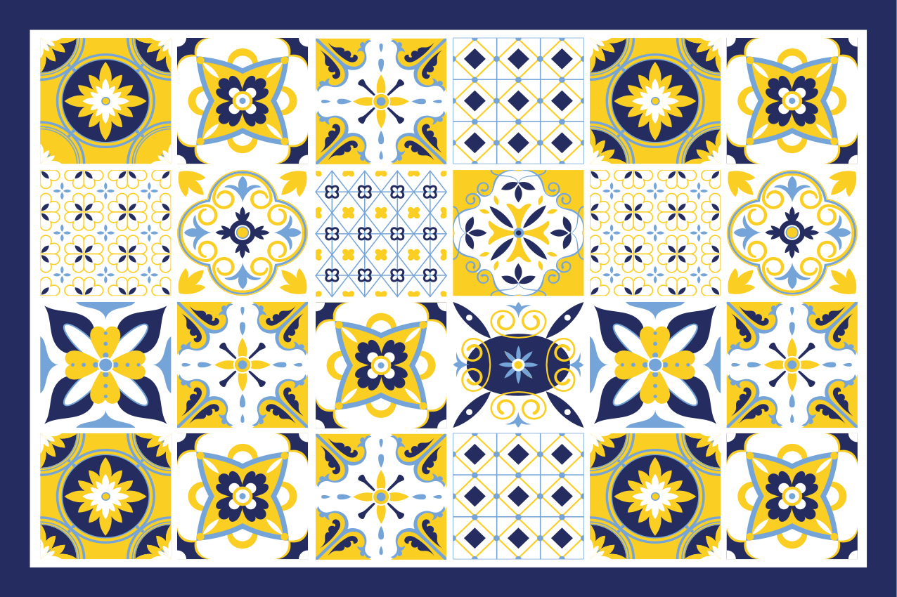 Colorful tile patterns za teksturne pogrinjke - TenStickers