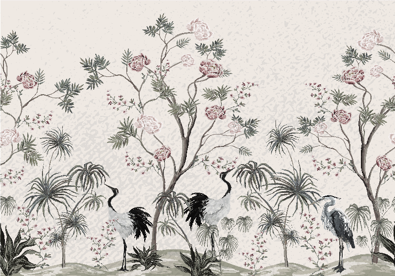 Cranes among blossoms otroški pogrinjek za mizo - TenStickers