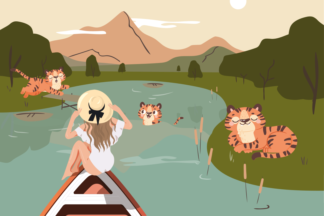 Playful tigers scene otroški pogrinjek za mizo - TenStickers