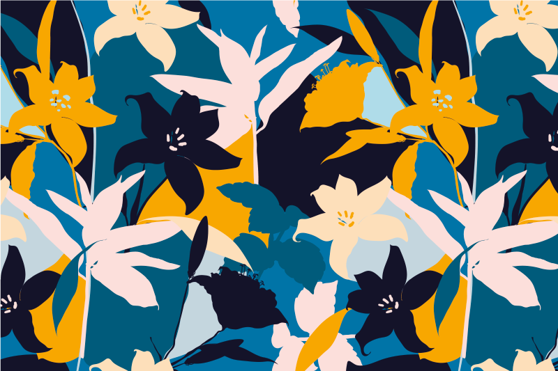 Floral teal pattern izvirna jedilna podloga - TenStickers