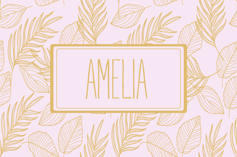 Personalized leaf pattern pogrinjek z imenom - TenStickers