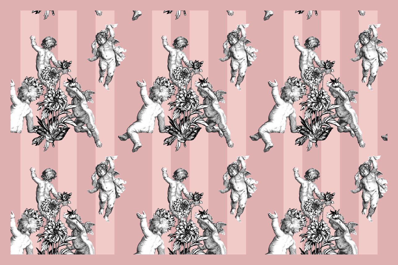 Angelic cherubs floral izvirna jedilna podloga - TenStickers
