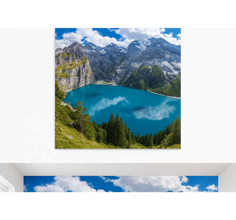 Gore z zlatim sončnim zahodom Fototapeta z gorami - TenStickers