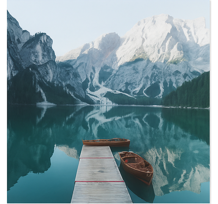 Jezero braies, dolomiti Fototapeta z gorami - TenStickers