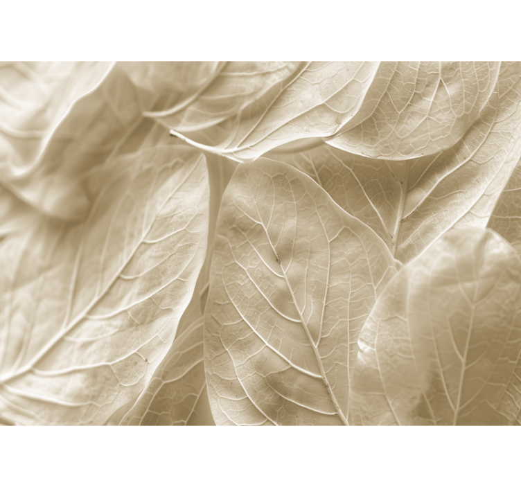 Veliki bež listi Fototapeta za glavno spalnico - TenStickers