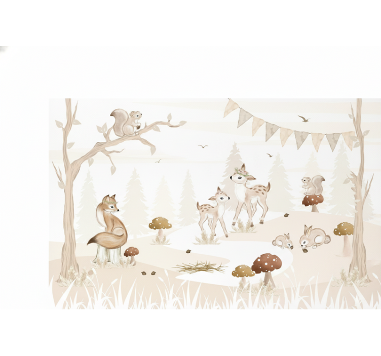 Whimsical woodland nursery fototapeta gozd - TenStickers