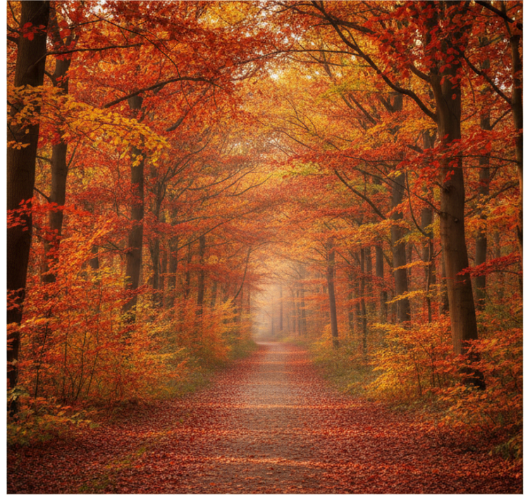 Autumn tree path fototapeta gozd - TenStickers