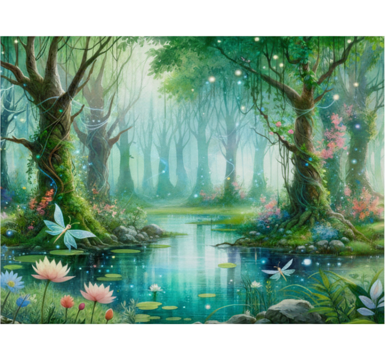 Whimsical fairy mural fototapeta gozd - TenStickers
