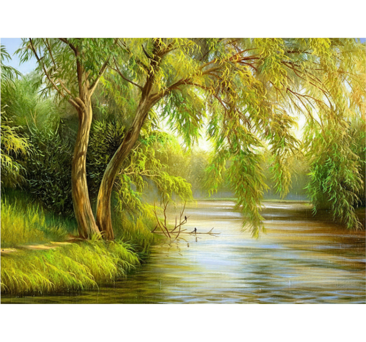 Serene river willow fototapeta gozd - TenStickers