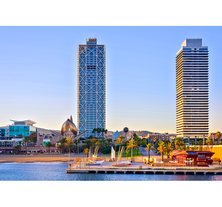 Fototapeta puerto olímpico barcelona city wall - TenStickers