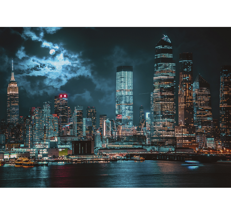 Cityscape nightscape fototapeta new york - TenStickers
