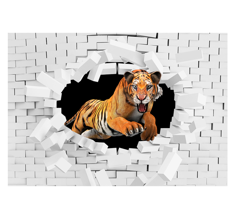 Realistična stenska fototapeta tiger 3d - TenStickers