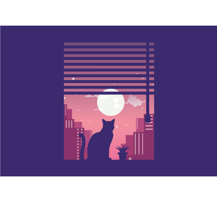 Nočni pogled na mačjo silhueto Fototapete z živalmi - TenStickers