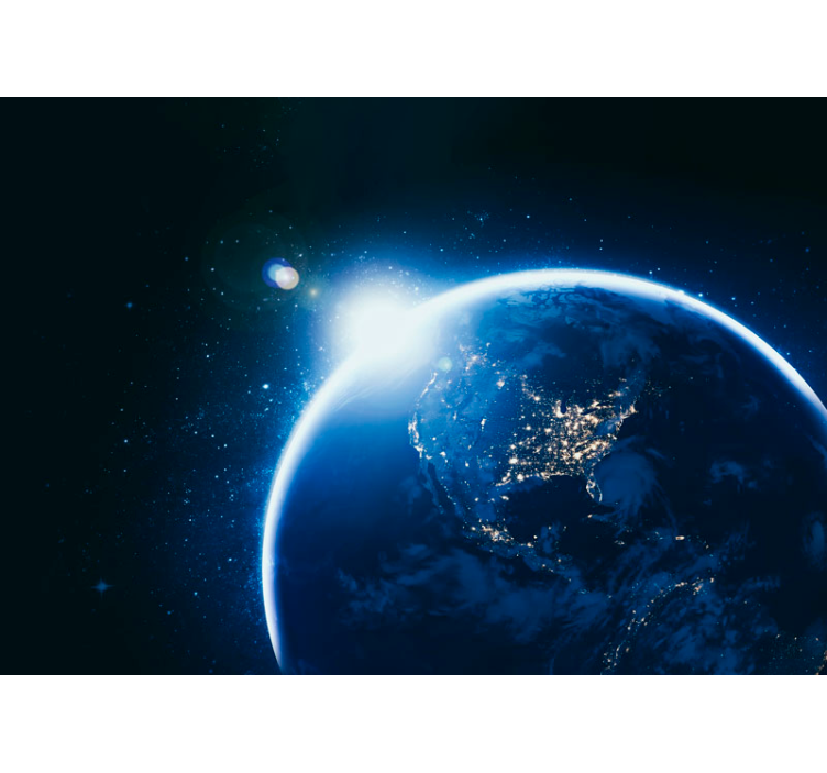 Zemeljsko osvetljena krogla Vesoljski fototapeti - TenStickers