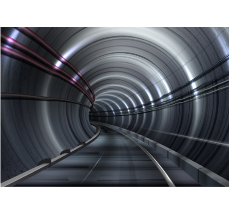 Futuristic subway tunnel fototapeta z vozili - TenStickers