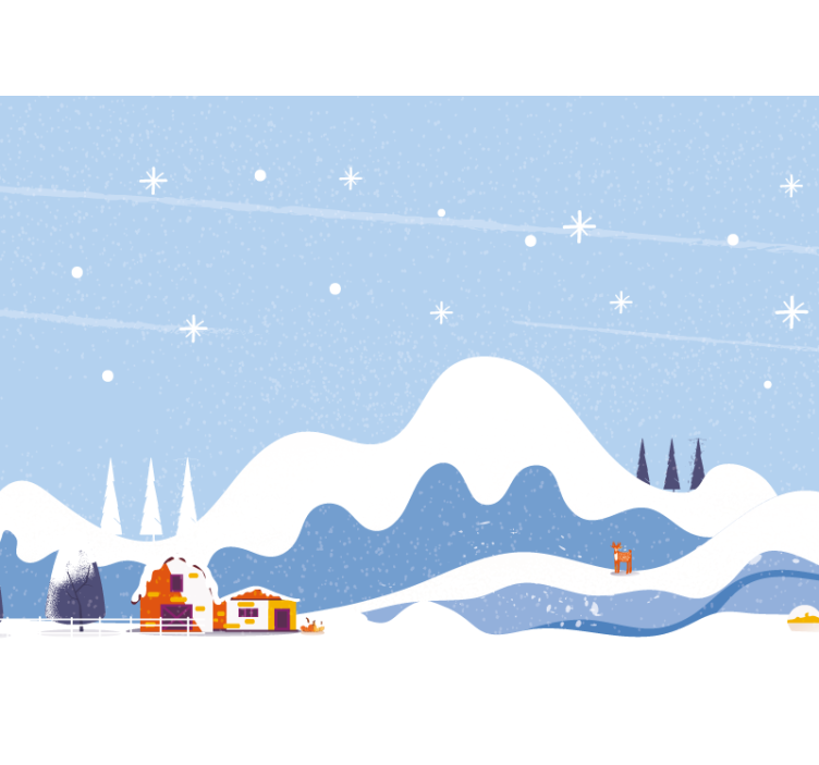 Zasnežene gore s šotori otroški fototapeta - TenStickers