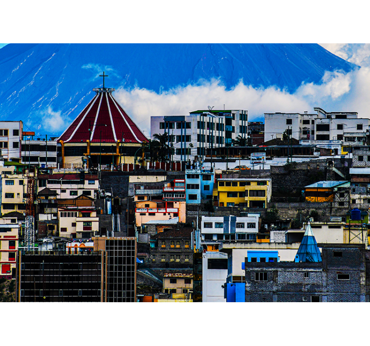 Mestna krajina z vulkanom Fototapete mest in držav - TenStickers