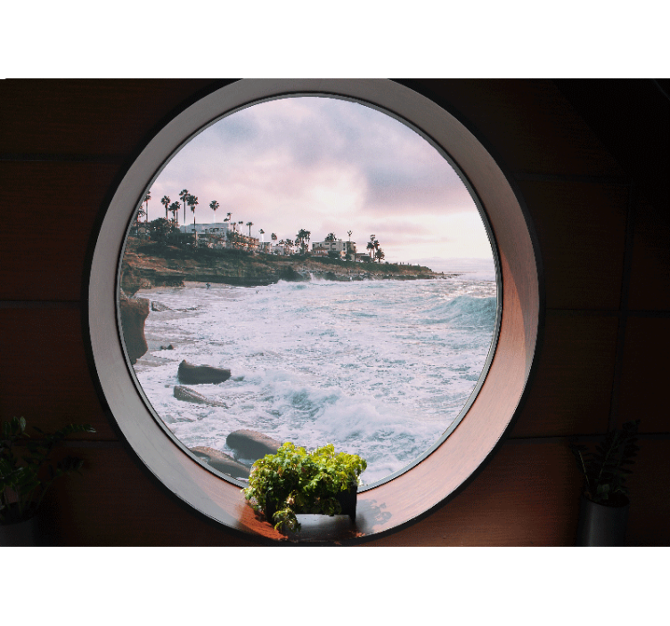 3d obala morske pokrajine s stensko steno - TenStickers