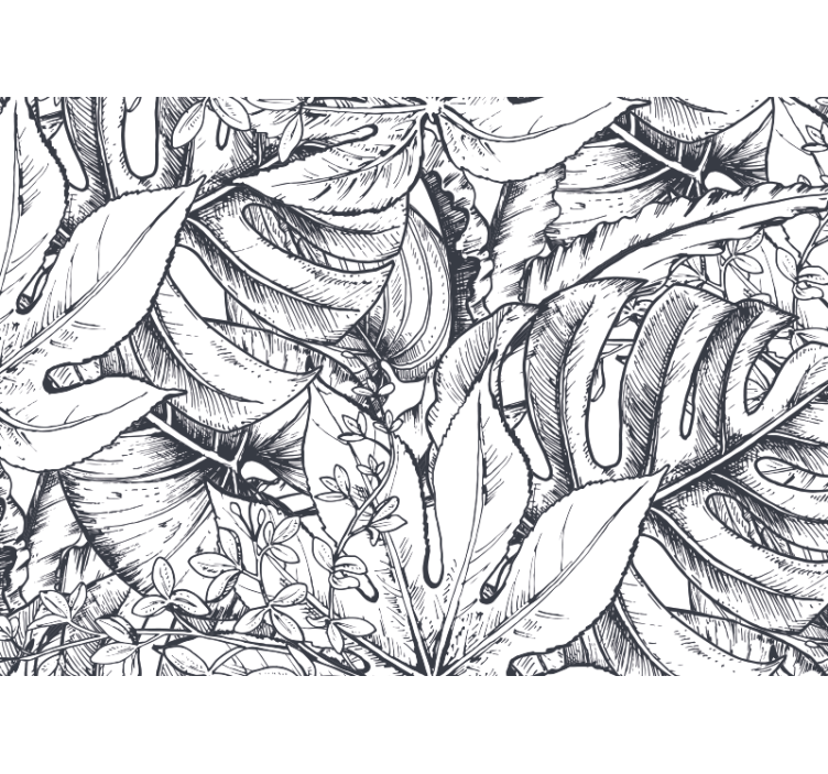 Džungla črno-bela stenska stena - TenStickers