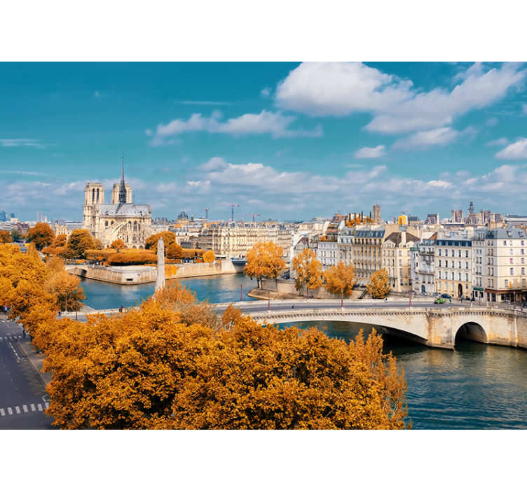 Notre dame autumn view fototapete pariz - TenStickers