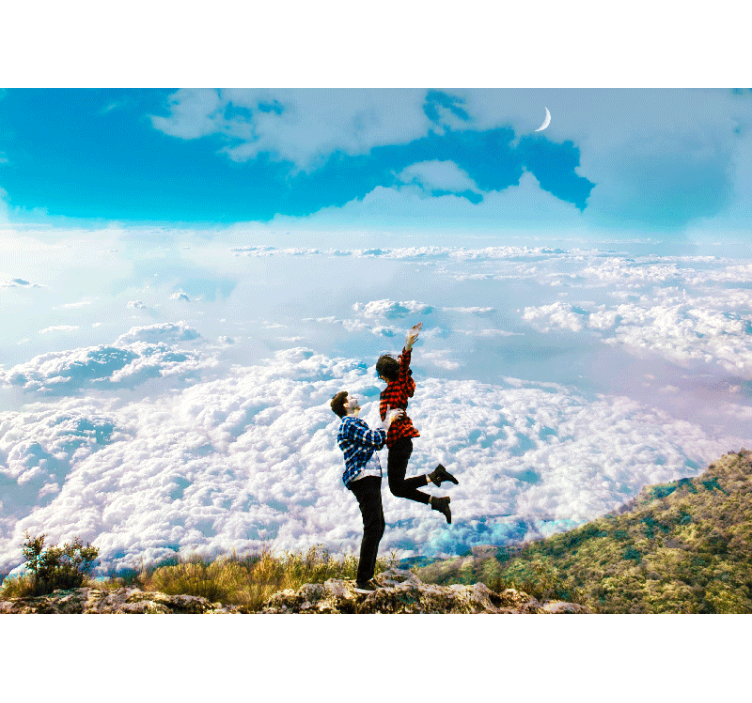 Vesel objem nad oblaki Fototapeta Ljubezen - TenStickers