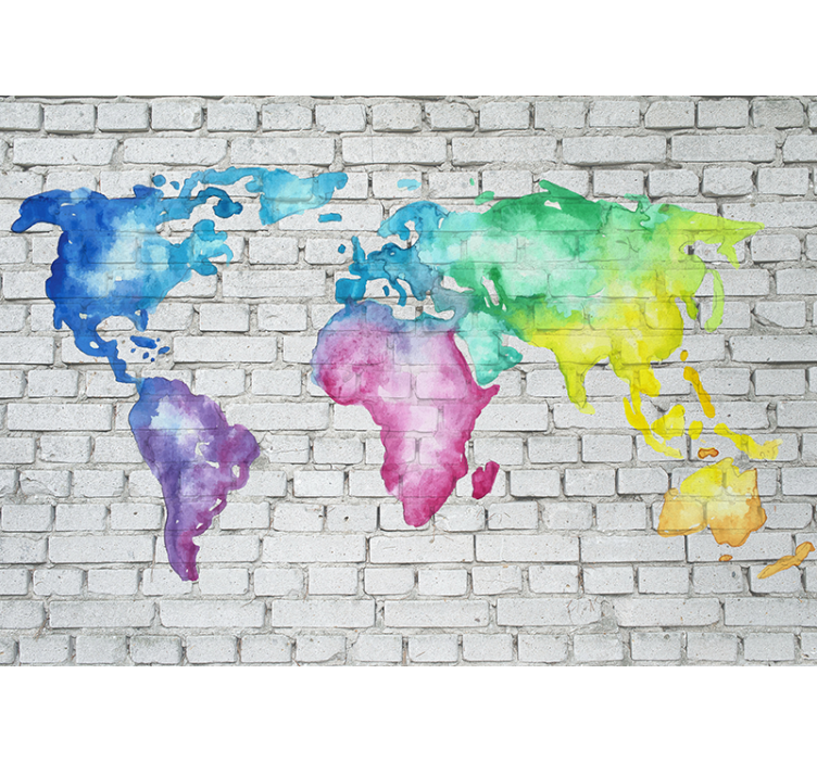 Watercolor world map fototapete z zemljevidom sveta - TenStickers