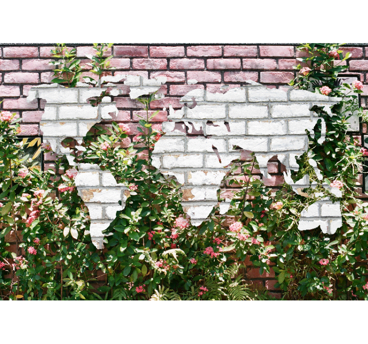 Flowering world map fototapete z zemljevidom sveta - TenStickers