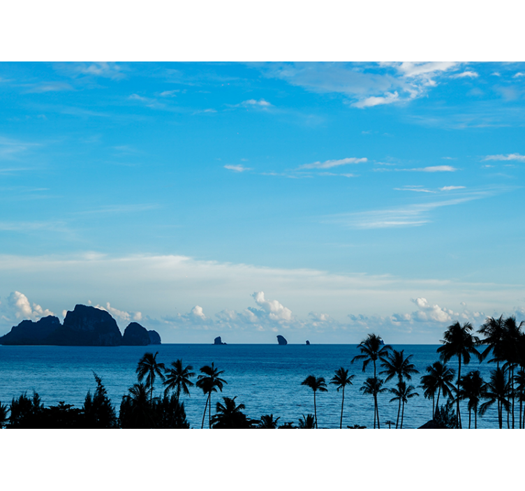 Palme plaža morje modra narava stenska stena - TenStickers