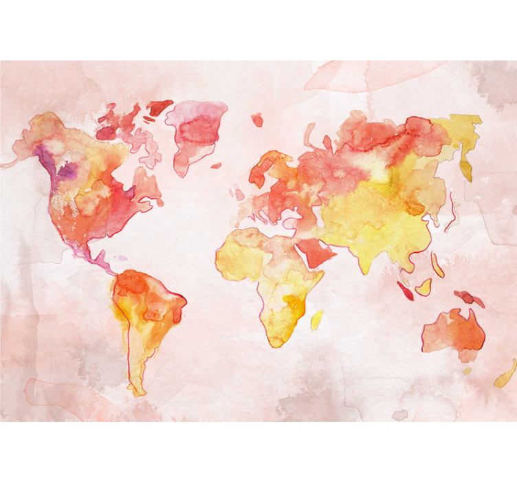 Watercolor global map fototapete z zemljevidom sveta - TenStickers