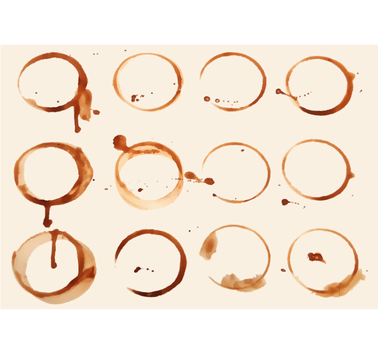 Vzorci kavnih prstanov Kuhinjski fototapeti - TenStickers