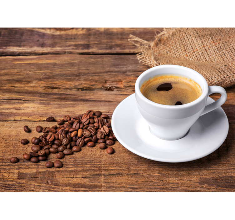 Kava na stenski steni iz lesene mize - TenStickers