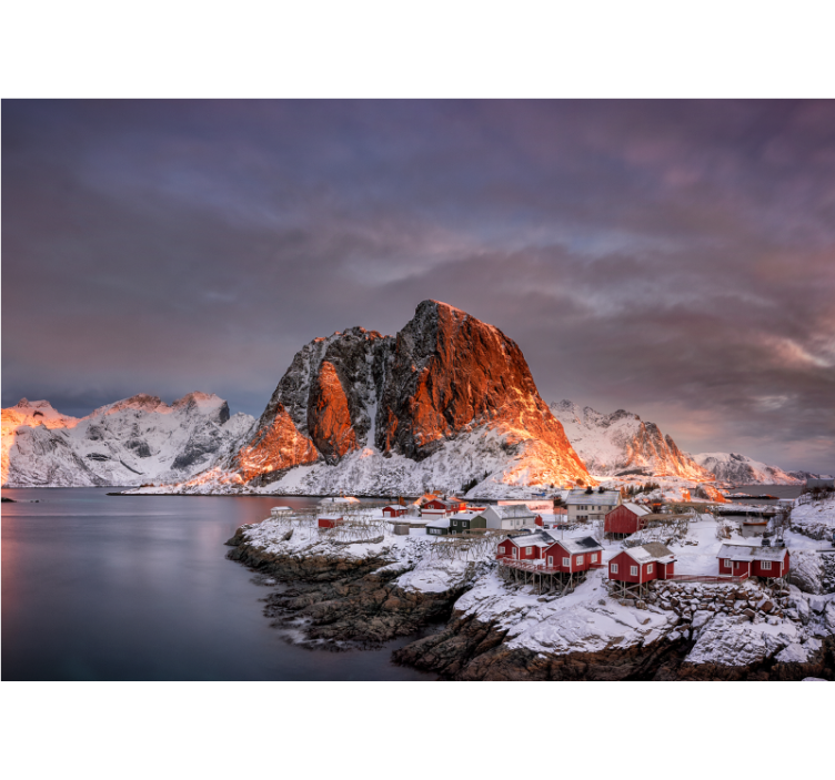 Snowy mountain dusk fototapeta z gorami - TenStickers