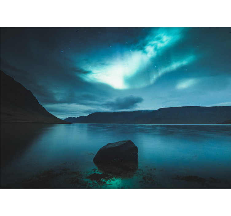 Aurora over serene lake stenske poslikave - TenStickers