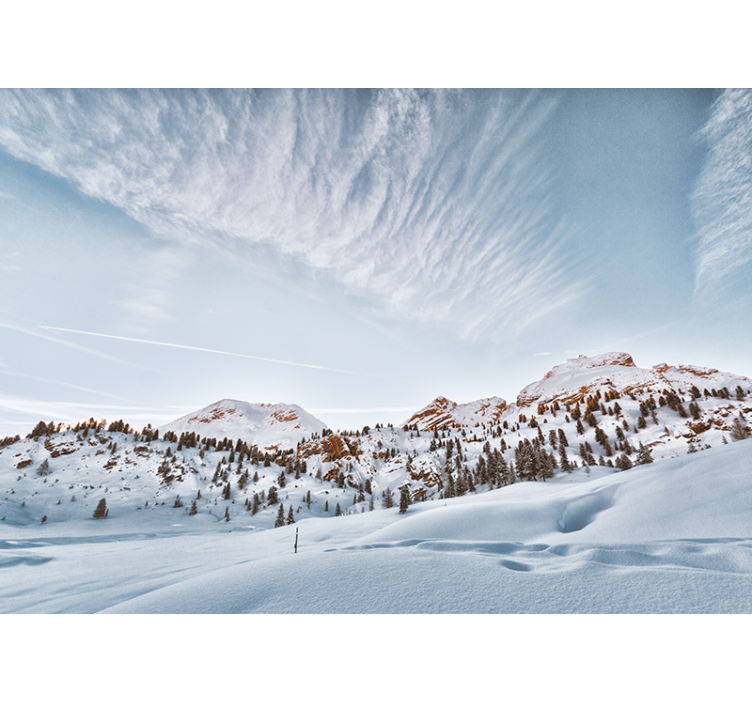 Gore s snegom stenska stena dnevna soba - TenStickers