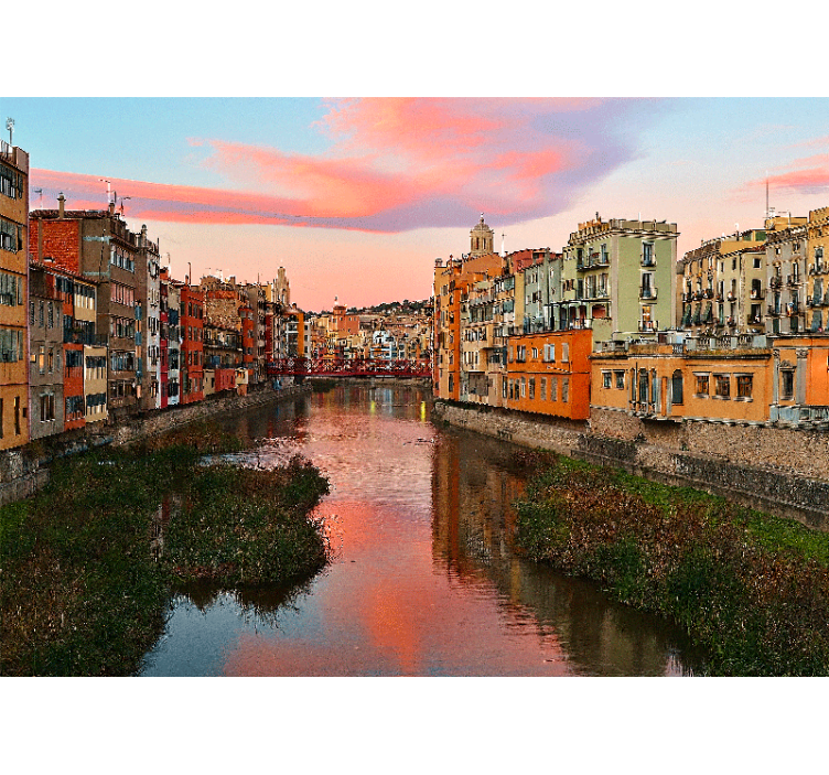 Girona river sunset fototapete mest in držav - TenStickers